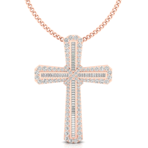 Lydia Lab-Created Diamond Rose Gold Cross Pendant Necklace
