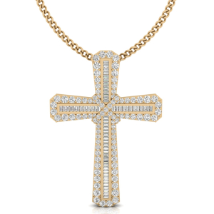Lydia Lab-Created Diamond Yellow Gold Cross Pendant Necklace