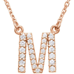 Gracy Natural Rose Gold Prong Set Diamond Initial Necklace