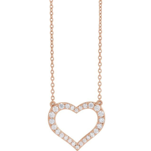 Prascovia Natural Diamond Rose Gold Pave Set Heart Necklace