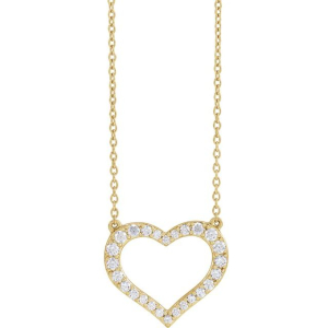Prascovia Natural Diamond Yellow Gold Pave Set Heart Necklace