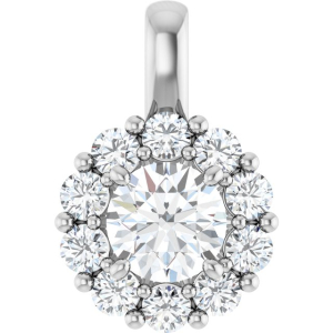 Jonitta Lab-Created Diamond 4 Prong Halo Pendant Necklace