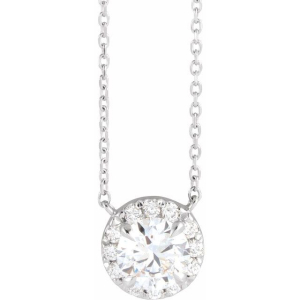Jebita Natural Diamond 4 Prong Halo Pendant Necklace