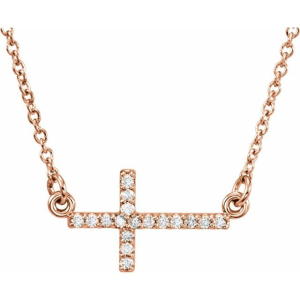 Jenithra Lab-Created Diamond Rose Gold 4 Prong Cross Pendant Necklace