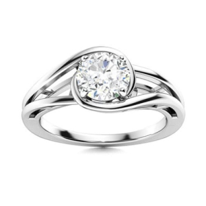 Caraline Lab-Created Round cut 4 Prong  Solitaire Diamond Ring