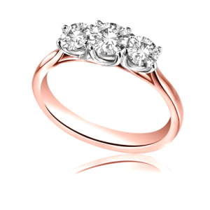 Demetrice Lab-Created Rose Gold 4 Prong Trilogy Engagement Diamond Ring