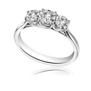 Demetrice Lab-Created Round cut 4 Prong  Trilogy Engagement Diamond Ring