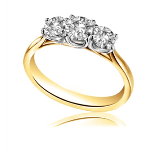 Demetrice Lab-Created Yellow Gold 4 Prong Trilogy Engagement Diamond Ring