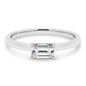 Clemence Natural Emerald cut 4 Prong  Solitaire Diamond Ring