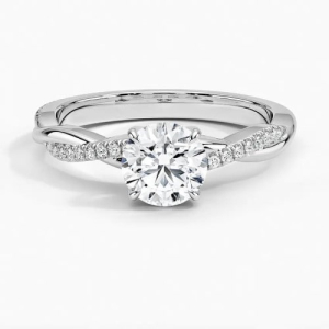 Cher Lab-Created Diamond Round cut 4 Prong  Side Stone Engagement Ring