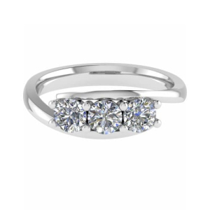 Danara Lab-Created Round cut 4 Prong  Trilogy Engagement Diamond Ring