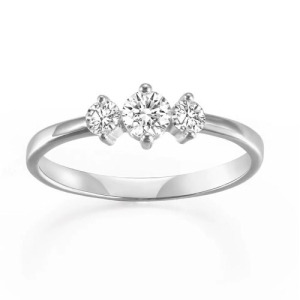 Darienne Lab-Created Round cut 2 Prong  Trilogy Engagement Diamond Ring
