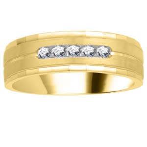 Ella Lab-Created Yellow Gold 4 Prong Mens Diamond Ring