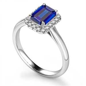 Linnea 0.50 Carat Blue Sapphire Emerald cut  Diamond Ring