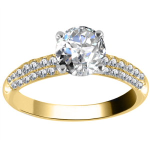 Elpida Lab-Created Yellow Gold Prong Statement Diamond Ring