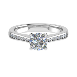 Dannielle Lab-Created Diamond Yellow Gold 4 Prong Side Stone Engagement Ring