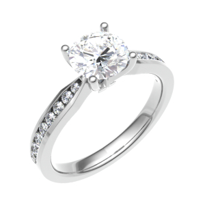 Cherilyn Lab-Created Diamond 4 Prong Side Stone Engagement Ring