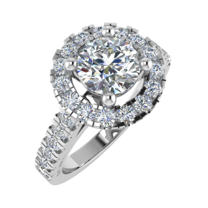 Emelyn Lab-Created Round cut 4 Prong  Cluster Diamond Ring