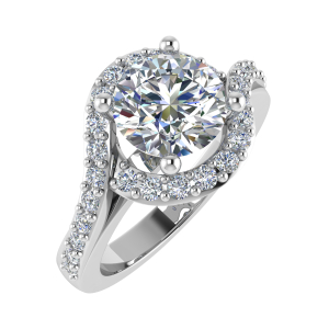 Delisa Lab-Created 4 Prong Side Stone Diamond Ring