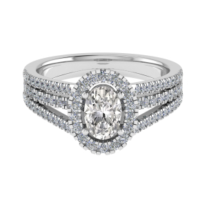 Lincy Lab-Created Oval cut 4 Prong  Cluster Diamond Ring