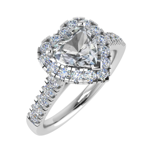 Eisley Lab-Created Heart cut 3 Prong  Side Stone Diamond Engagement Ring