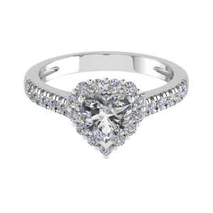 Rosy Lab-Created Heart cut 3 Prong  Cluster Diamond Ring