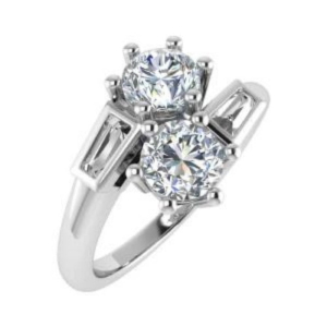 Cadyna Lab-Created Rose Gold 6 Prong Two Stone Diamond Ring