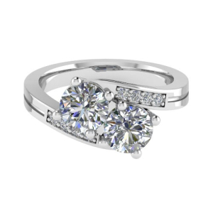  Cadena Lab-Created Diamond Rose Gold 4 Prong Two Stone Engagement Ring