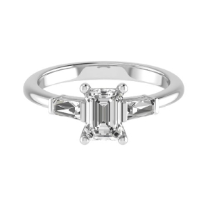 Aravis Natural Diamond Emerald cut  Trilogy Engagement Ring