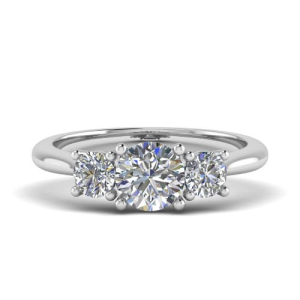 Davette Lab-Created Round cut 4 Prong  Trilogy Engagement Diamond Ring