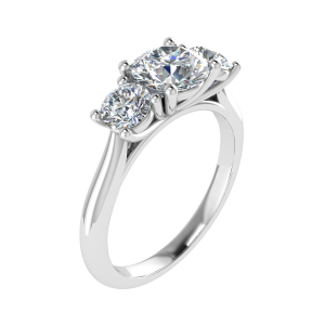 Davette Lab-Created Yellow Gold 4 Prong Trilogy Engagement Diamond Ring