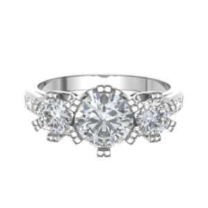 Darolyn 0.30 - 2.00 Carat Lab-Created Round cut 4 Prong  3 Stone Diamond Ring