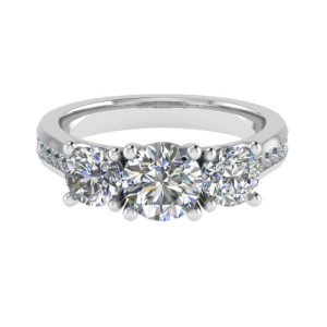 Damisona Lab-Created 4 Prong 3 Stone Diamond Ring