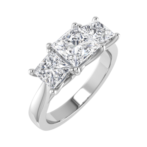 Dorine Lab-Created Yellow Gold 4 Prong Trilogy Engagement Diamond Ring