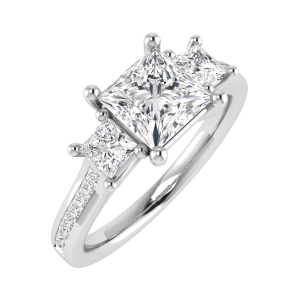 Dinorah Natural Yellow Gold 4 Prong 3 Stone Diamond Ring