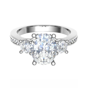 Nicole 0.50 - 1.25 Carat Lab-Created Oval cut 4 Prong  3 Stone Diamond Ring