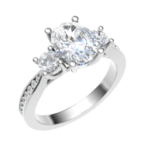 Nicole Lab-Created Yellow Gold 4 Prong 3 Stone Diamond Ring