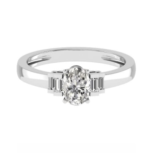 Helen  Natural Diamond 4 Prong Set Side Stone Engagement Ring