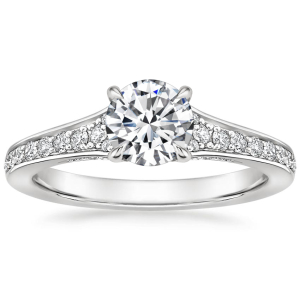 Delissa Lab-Created Rose Gold 4 Prong Side Stone Diamond Ring