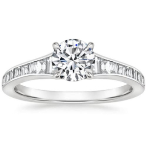 Melita 0.20 - 3.00 Carat Natural Diamond Round cut 4 Prong Side Stone Engagement Ring
