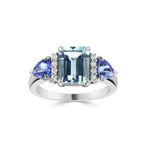 Lena Aquamarine Prong Statement Diamond Ring