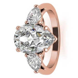 Dameta Lab-Created Rose Gold 4 Prong 3 Stone Diamond Ring