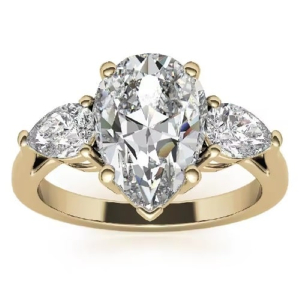 Dameta Lab-Created Yellow Gold 4 Prong 3 Stone Diamond Ring