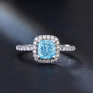 Belia Aquamarine Cushion cut 4 Prong  Everyday Diamond Ring