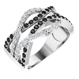 Zanova White Gold Black Diamond Ring