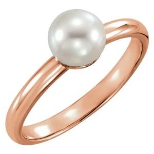 Zenaya Pearl Rose Gold Gemstone Diamond Ring