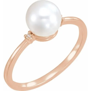 Zanovia Pearl Rose Gold Gemstone Diamond Ring