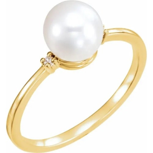 Zanovia Pearl Yellow Gold Gemstone Diamond Ring