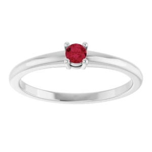 Dona Natural Ruby Silver 4 Prong  Diamond Ring