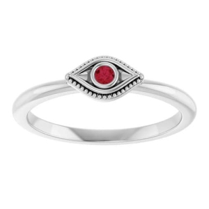 Delma Natural Ruby Silver Bezel  Diamond Ring